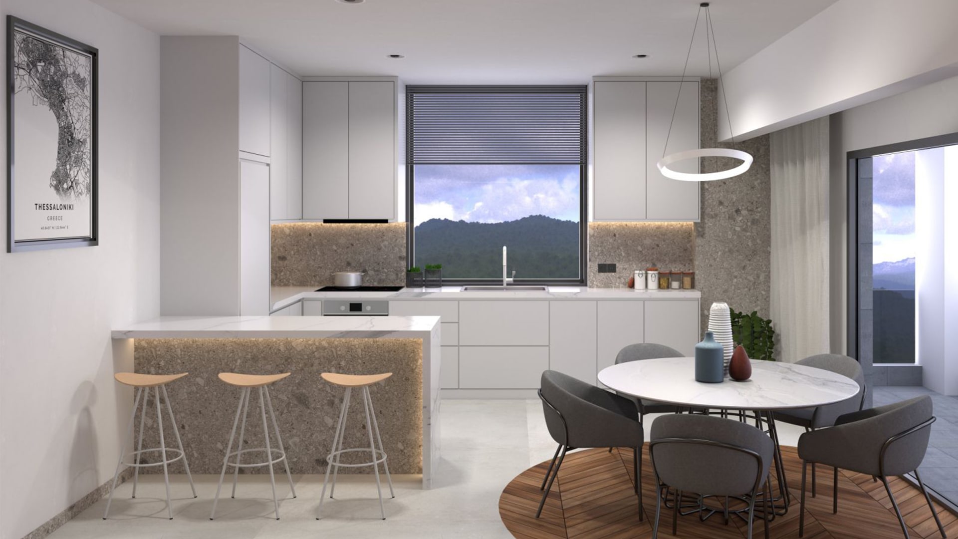 Σύγχρονο εσωτερικό κατοικίας με dining area — αρχιτεκτονική μελέτη AP.scale Engineers